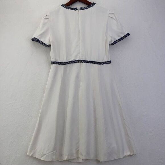 Sandro Reyan Tweed Trim White Dress size 42 - Picture 5 of 8